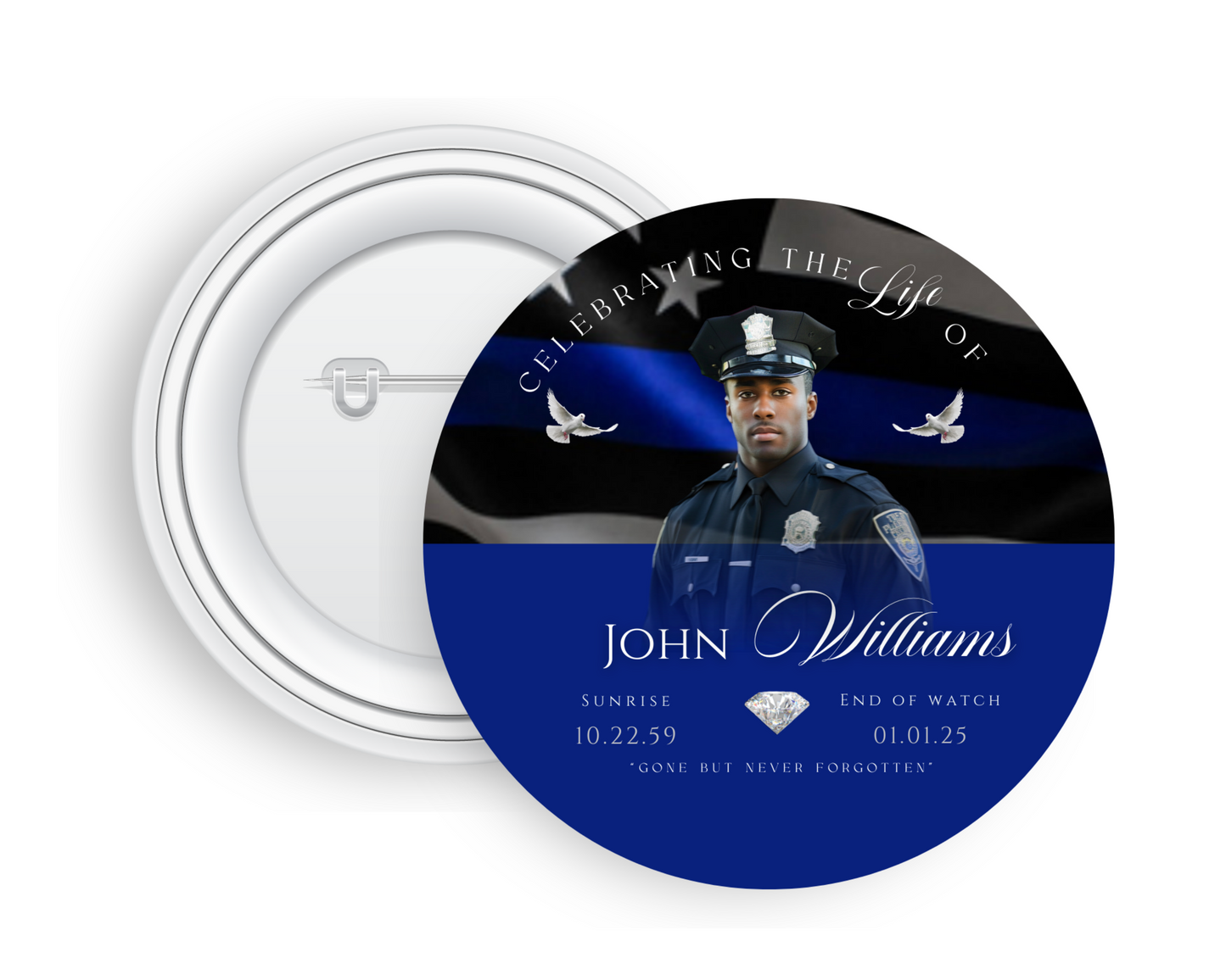 In Loving Memory Pinback Button – 3” Custom Tribute
