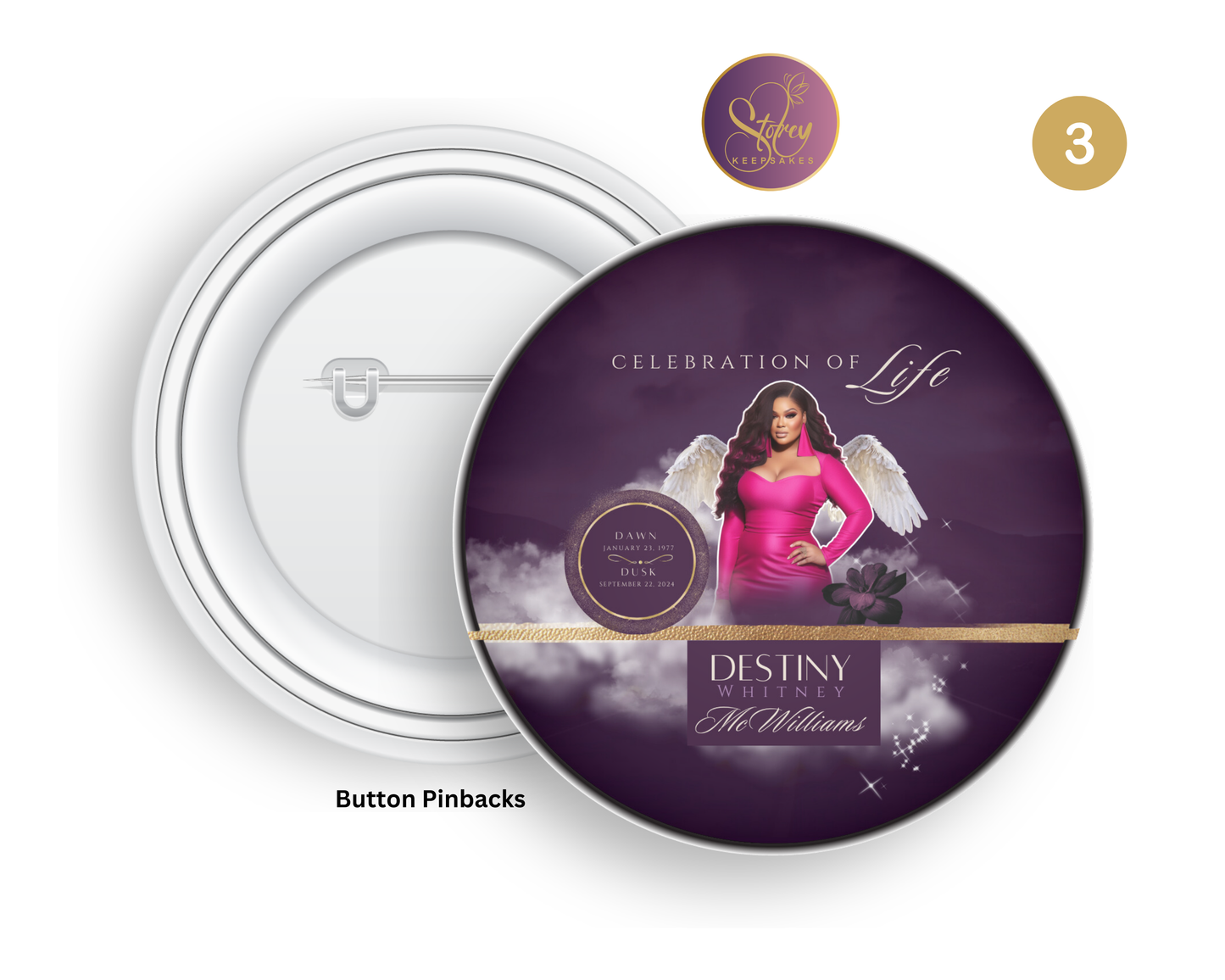 In Loving Memory Pinback Button – 3” Custom Tribute