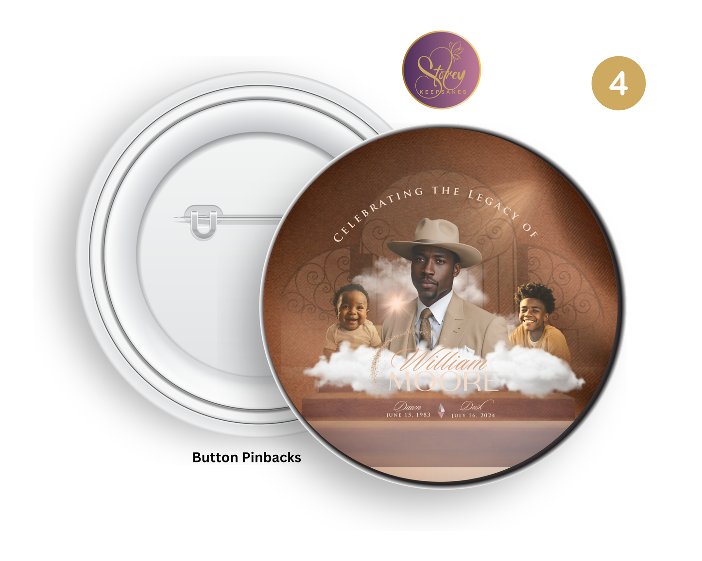 In Loving Memory Pinback Button – 3” Custom Tribute