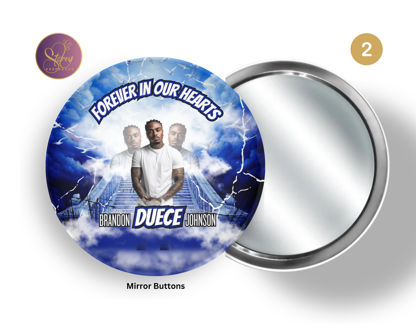 Custom Memorial Mirror Button – 3” Keepsake Design