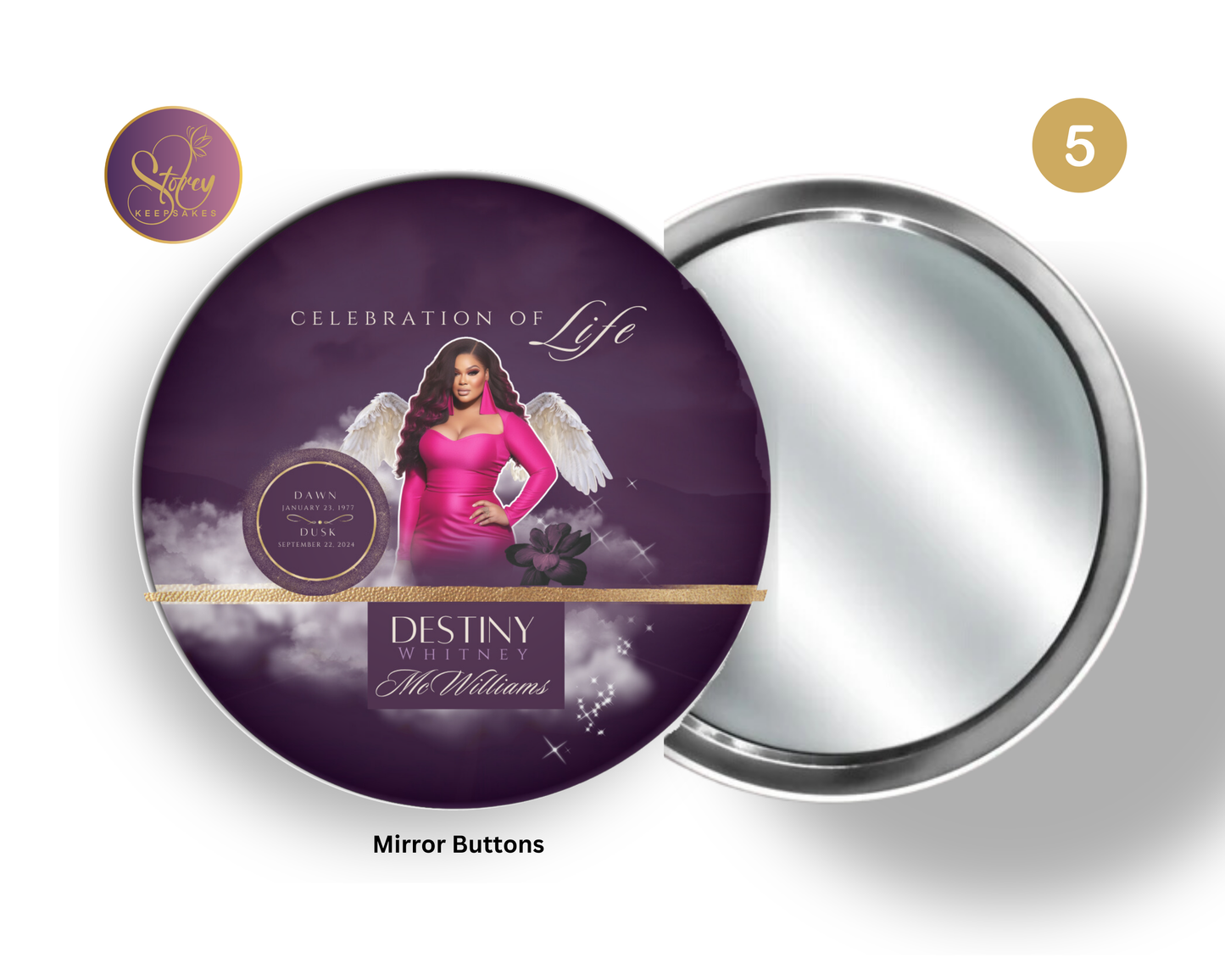 Custom Memorial Mirror Button – 3” Keepsake Design