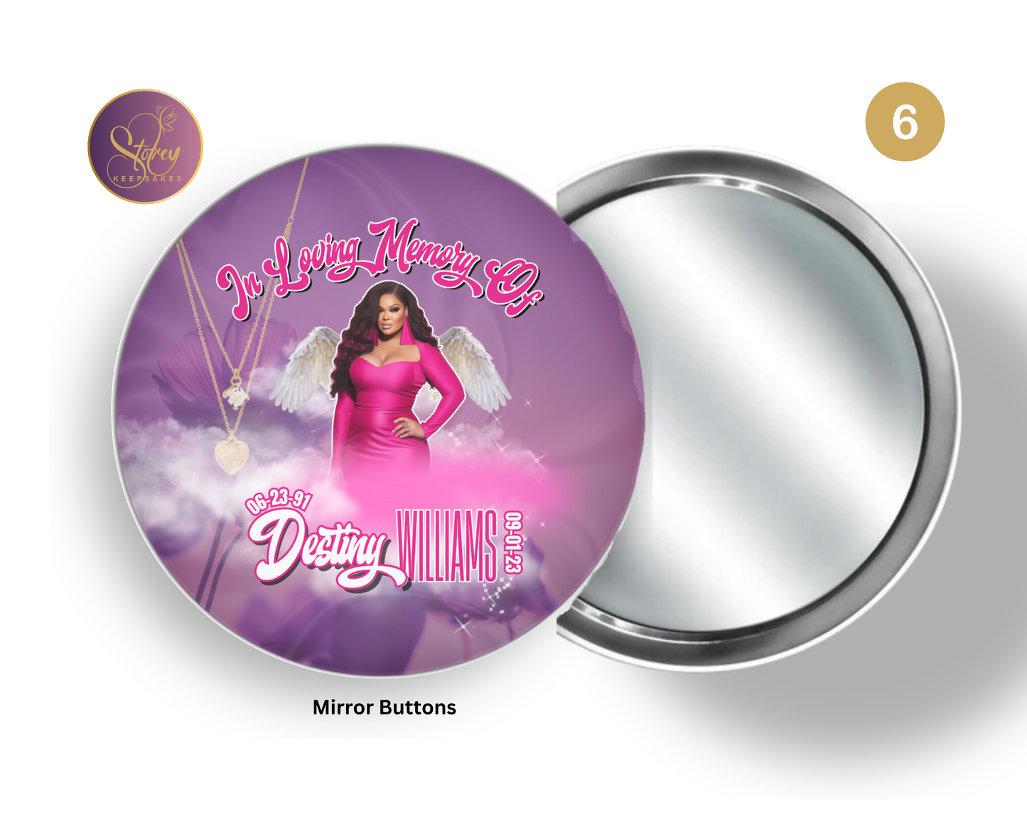 Custom Memorial Mirror Button – 3” Keepsake Design