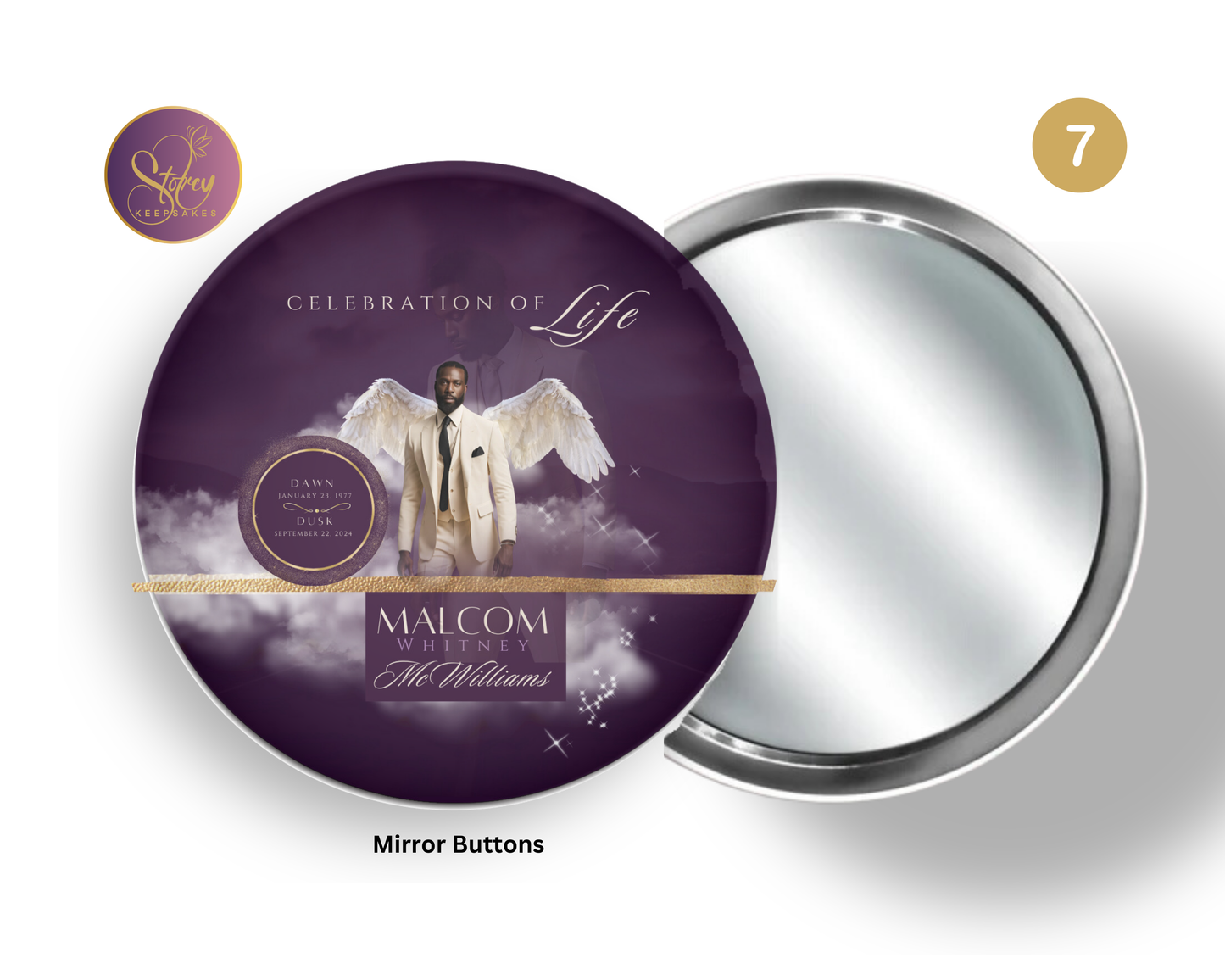 Custom Memorial Mirror Button – 3” Keepsake Design