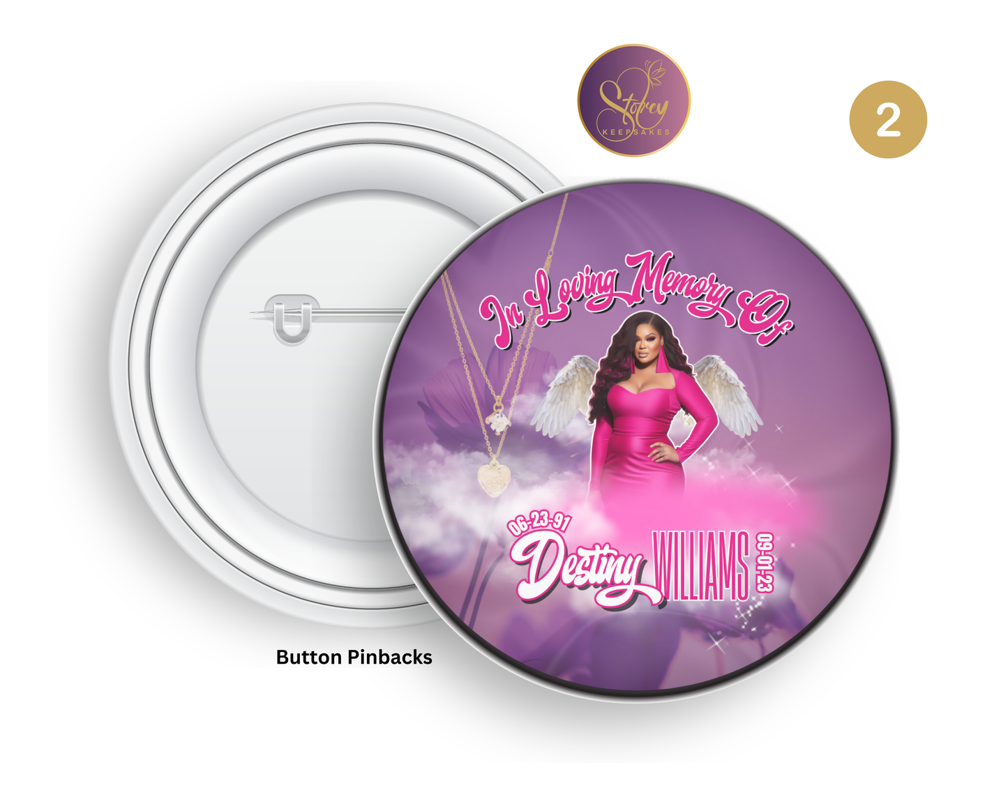 In Loving Memory Pinback Button – 3” Custom Tribute