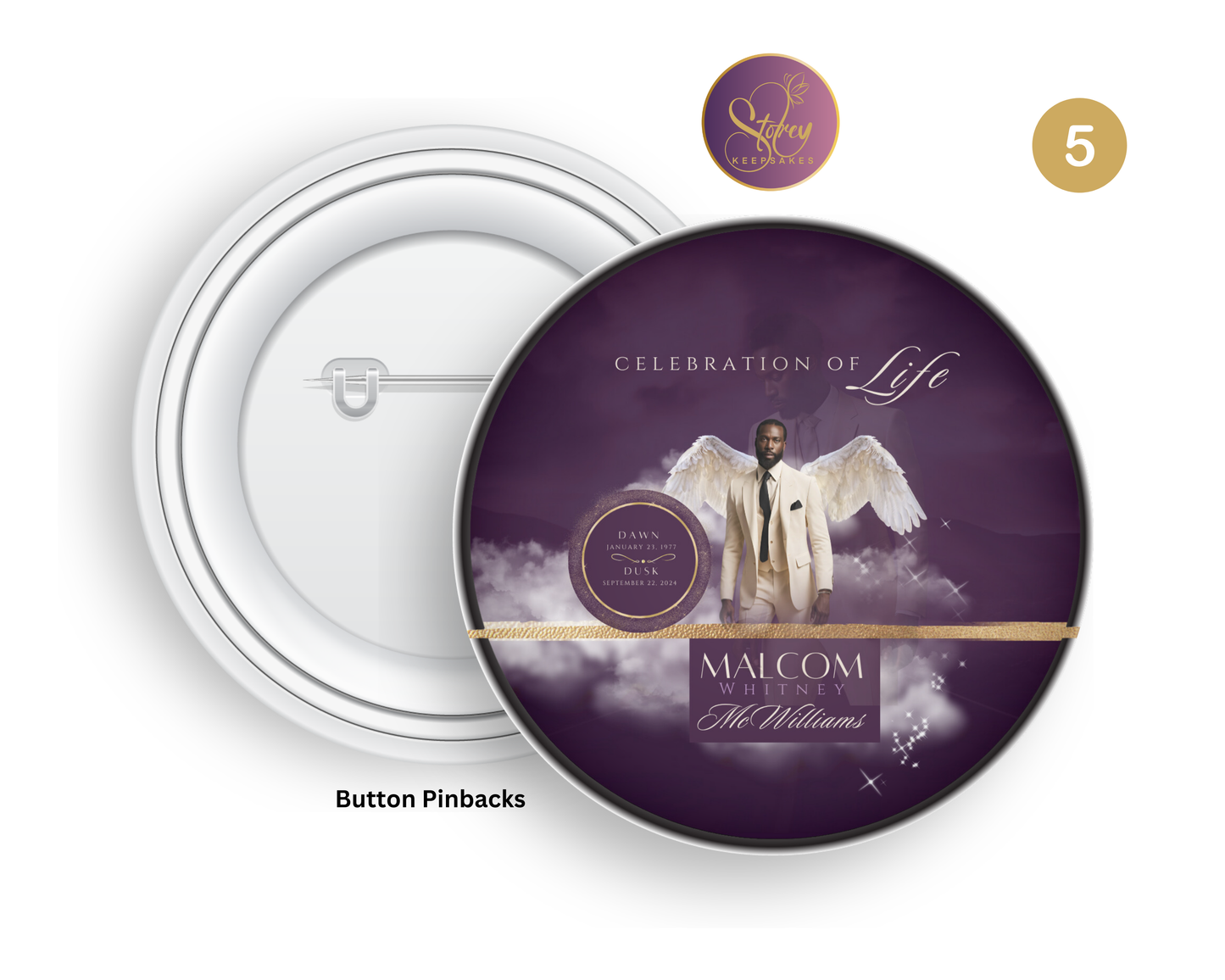 In Loving Memory Pinback Button – 3” Custom Tribute