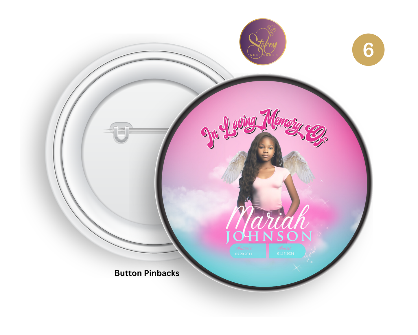 In Loving Memory Pinback Button – 3” Custom Tribute