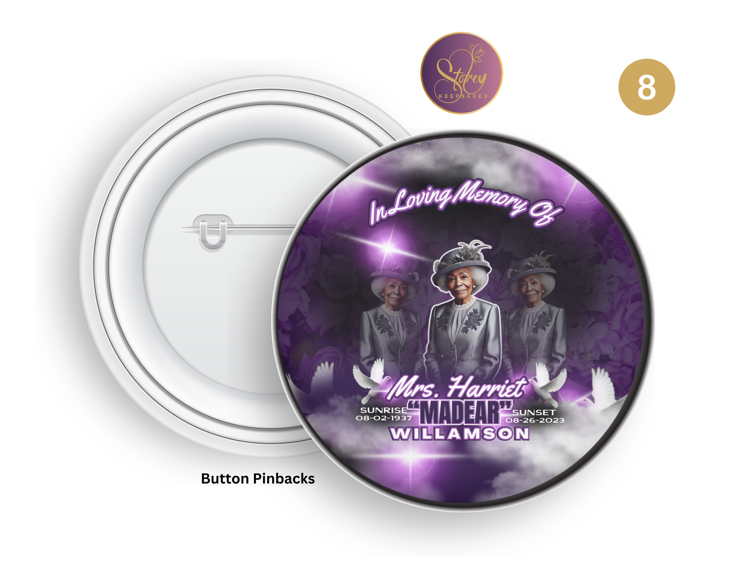 In Loving Memory Pinback Button – 3” Custom Tribute